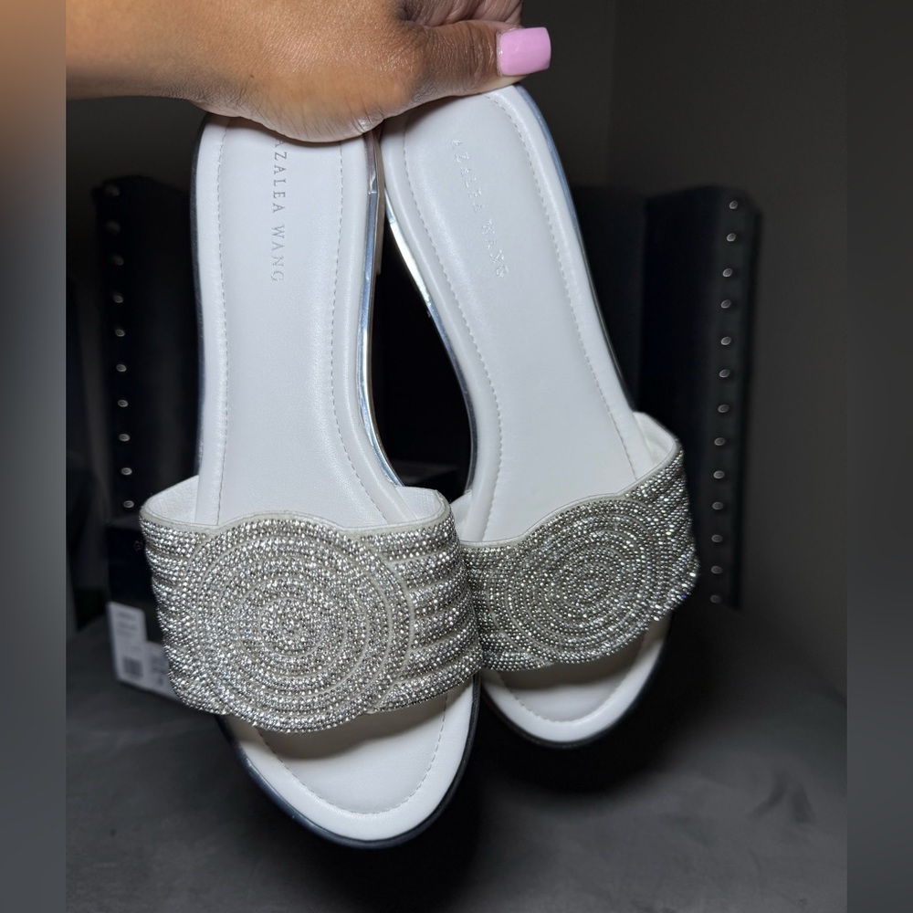 Zara Wang Silver Beaded Women's Sandals